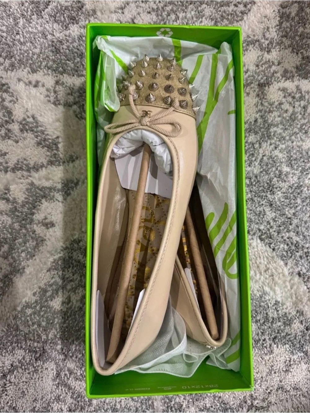 Sam Edelman Nude/Tan Studded Bow Ballet Flats